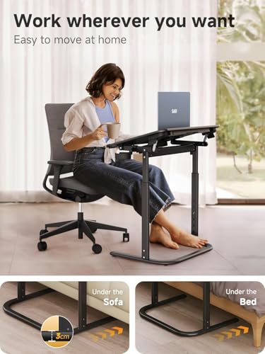 SAIJI XXL Extra Large Sturdy TV Tray Table, Laptop Desk for Couch | Height & Tilt Adjustable Heavy Duty TV Trays for Eating, Working, Writing,Drawing, Recliner Table Couch Desk with LED Light - size: 25.6" x 17.7"