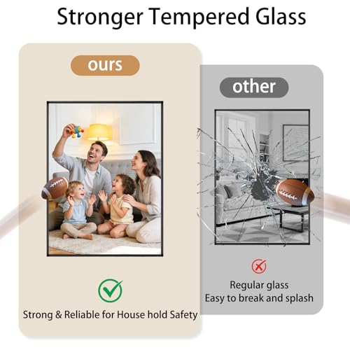 40x30 Black Bathroom Mirrors for Over Sink, Wall Mounted Bathroom Vanity Mirror, HD Distortion-Free Tempered Glass, Anti-Rust Brushed Matte Aluminum Alloy Frame, Horizontal or Vertical Hanging - size: 40"L x 30"W