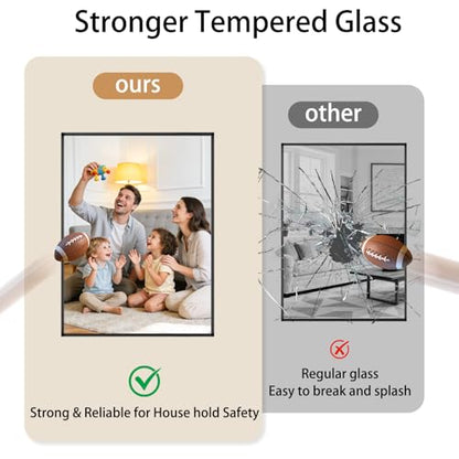 40x30 Black Bathroom Mirrors for Over Sink, Wall Mounted Bathroom Vanity Mirror, HD Distortion-Free Tempered Glass, Anti-Rust Brushed Matte Aluminum Alloy Frame, Horizontal or Vertical Hanging - size: 40"L x 30"W