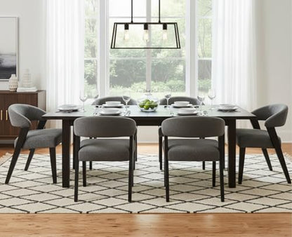 Mid Century Modern Dining Chairs with Arms Set of 2, Upholstered Kitchen & Dining Room Chairs, Barrel Backs/Black Solid Wood Legs, Comfortable Accent Chairs for Living Room, Chenille Grey - color: Grey