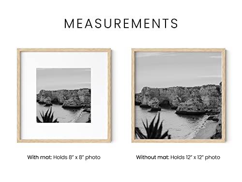 HAUS AND HUES Beige Oak Wood 12x12 Picture Frames - Set of 15, Square Frames with Mat, Modern Gallery Wall Frames for Photos (12x12 in, Beige, Set of 15) - color: Beige Oak, size: 12x12 in, style: Set of 15