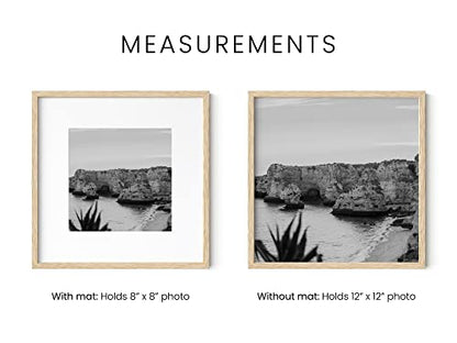 HAUS AND HUES Beige Oak Wood 12x12 Picture Frames - Set of 15, Square Frames with Mat, Modern Gallery Wall Frames for Photos (12x12 in, Beige, Set of 15) - color: Beige Oak, size: 12x12 in, style: Set of 15