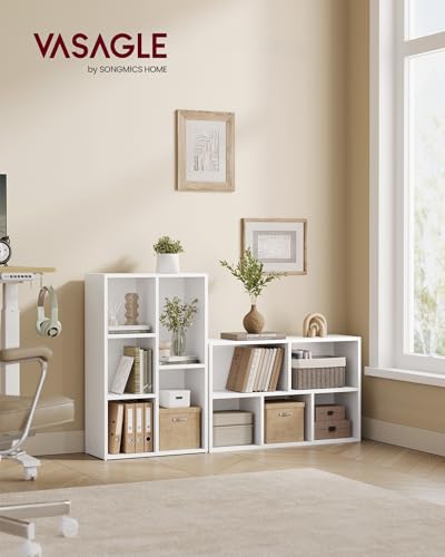 VASAGLE Bookcase Cube Shelf with 5 Compartments, 9.4 x 19.7 x 31.6 Inches | Bookshelf storage shelf, Cloud White, CUSTOS Collection, ULBC25WT - color: Cloud White, size: 5 Cubes (9.4"D x 31.6"H), style: 1 Pack