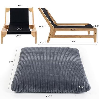 Modern Accent Chair for Living Room, Comfy Corduroy Chaise Lounge with Solid Wood Base, Oversized Single Sofa Reading Armchair with Thick Padded Cushion for Bedroom Small Spaces, Dark Grey