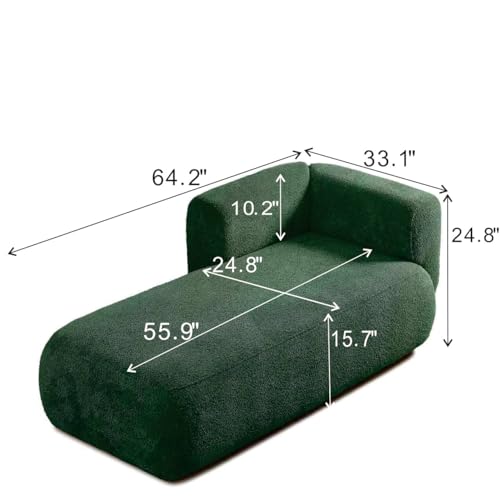 ERYE Boucle Upholstered Left Facing Chaise Lounge Indoor for Living Room Bedroom,Comfy Single Chaise Lounge Modern Leisure Recliner Sleeper Sofa Daybed, Easy Assemble - color: Green/L