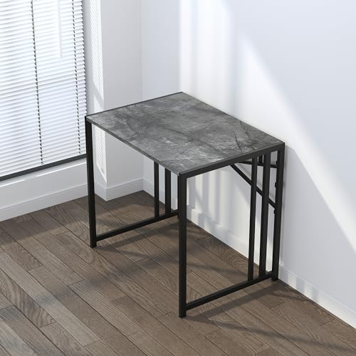 Lutown-Teen Small Folding Computer Desk 32 inch, Grey | Writing Gaming Computer Desk for Small Spaces, No Assembly Required Office Desk - color: Grey, size: 32 Inch