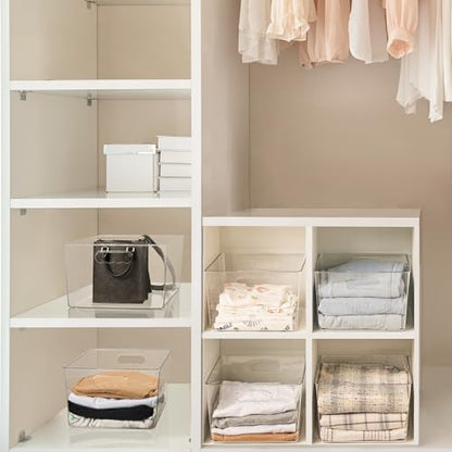 Vtopmart 6 Pack Extra Large Clear Storage Bins, 11x11 Cube Organizer | Acrylic Cube Storage Bins, Plastic Containers with Handle for Pantry, Kitchen, Closet, Laundry Room, Bathroom, Under Sink - size: Without Lid