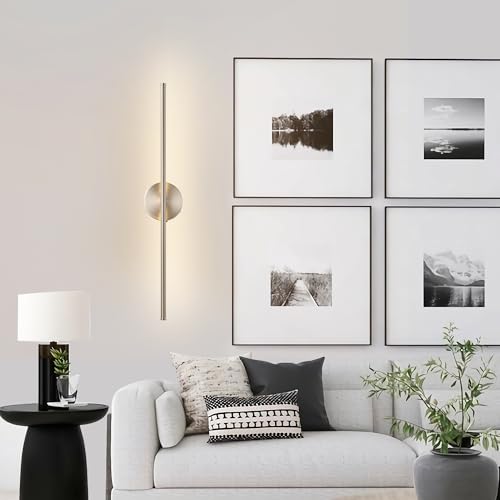 KARTOOSH Battery Operated Wall Sconces Set of Two Wireless Wall Lights | Rechargeable Wall Sconce with Remote 350°Rotate Dimmable 3000K LED Wall Lamp for Living Room, Bedroom - color: Nickel, size: 24.4 Inches