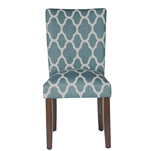 HomePop Parsons Classic Upholstered Accent Dining Chair, Set of 2, Teal and Cream Geometric - color: Teal and Cream, style: Pack of 2