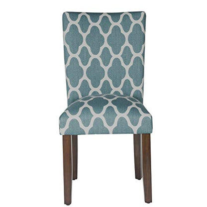 HomePop Parsons Classic Upholstered Accent Dining Chair, Set of 2, Teal and Cream Geometric - color: Teal and Cream, style: Pack of 2