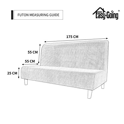 Easy-Going Stretch Futon Slipcover Armless Futon Bed Cover Furniture Protector Without Armrests with Elastic Bottom for Kids, Soft Jacquard Fabric Small Checks (Large, Orange) | Sofa Bed Furniture Protector Without Armrests with Elastic Bottom for Kids, S
