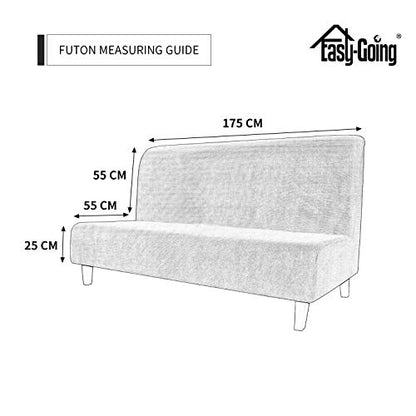 Easy-Going Stretch Futon Slipcover Armless Futon Bed Cover Furniture Protector Without Armrests with Elastic Bottom for Kids, Soft Jacquard Fabric Small Checks (Large, Orange) | Sofa Bed Furniture Protector Without Armrests with Elastic Bottom for Kids, S