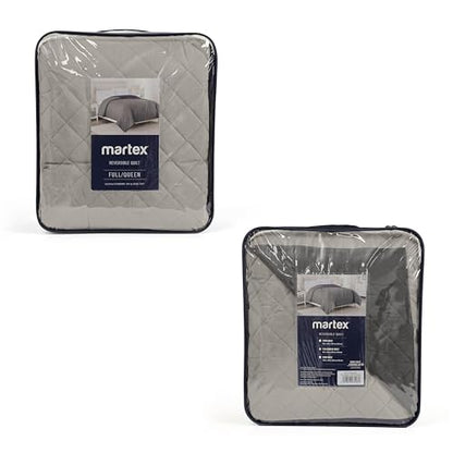 Martex Reversible Coverlet, King, Light Gray/Graphite | Lightweight, Durable, Soft, Easy Care, Reversible - color: Light Gray/Graphite, size: King