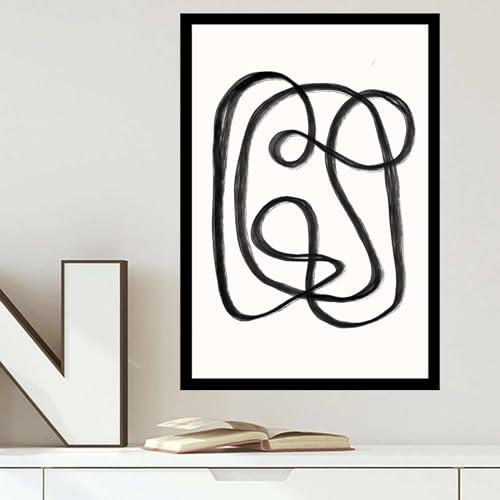 Printed Canvas Painting Wall Art Abstract Black and White Minimalist Line Wall Art Modern Art Poster Contemporary Line Art Print Living Room and Bedroom Decoration 8x12inch Solid wood - color: Picture 2, size: 8x12inch Solid wood