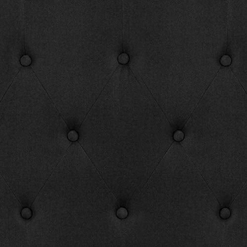 EMMA + OLIVER Black Queen Tufted Headboard | Adjustable Bed Rail Slots, Fabric Upholstered - color: Black, size: Queen
