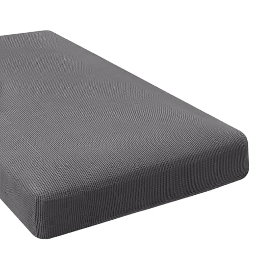 H.VERSAILTEX Super Stretch Individual Chaise Cover Sectional Couch Covers for L Shaped Sofa Both Left/Right Featuring Thick Jacquard Textured Twill Fabric (1 Piece Chaise Cover Large, Grey) - color: Grey, size: Chaise Cover Large