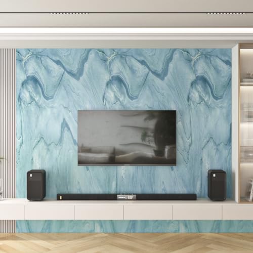 FunStick Thick Blue Liquid Marble Contact Paper for Countertops Waterproof Blue Marble Wallpaper Peel and Stick Countertops for Kitchen Bathroom Removable Marble Wall Paper for Cabinets Desk 15.8"x80" - size: 15.8" x 78.8"