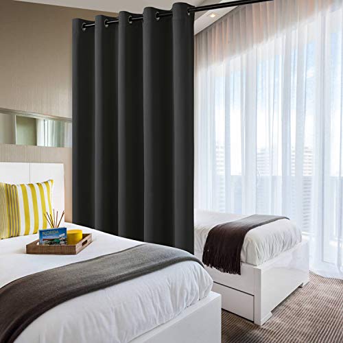 DWCN Patio Sliding Door Curtains - Extra Wide Curtains for Glass Door, Room Divider Blackout Thermal Curtain Grommet Panel with Grommet Top for Bedroom Partition, 6.7ft Wide x 7ft Tall, Black - color: Black, size: 80"W x 84"L (Pack of 1)
