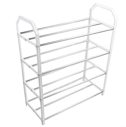 Space-Saving Metal Shoe Rack for Entryway, Vertical Shoe Storage Cabinet with Sturdy Construction for Apartment Closet, Quick Assembly, Black(White) - color: White