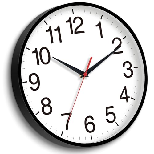 Wall Clock Analog 16 Inch Black Battery Operated Silent Clock | Easy To Read, Non Ticking, Round, Accurate, Kitchen, Living Room, Classroom, Office, School - color: A_black, size: 16 Inch
