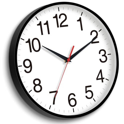 Wall Clock Analog 16 Inch Black Battery Operated Silent Clock | Easy To Read, Non Ticking, Round, Accurate, Kitchen, Living Room, Classroom, Office, School - color: A_black, size: 16 Inch
