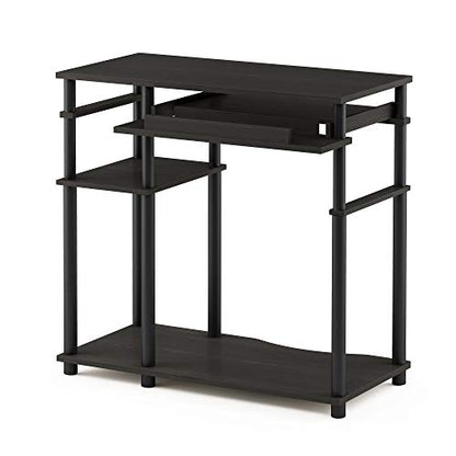 Furinno Abbott Desk, 31.5 Inch Black Computer Desk with Keyboard Tray, Easy Assembly Gaming Desk with Storage Shelf, Office Desk for Home Office, Bedroom, Black Espresso - color: Black Espresso/Black