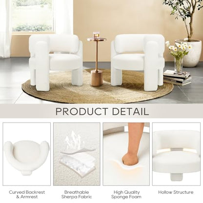 COLAMY Modern Accent Chair, Velvet Accent Chairs, Upholstered Barrel Chairs with Solid Wood Legs, Comfy Side Chair for Living Room, Bedroom, Reading, Cozy Reading Chair,Cream - color: New-cream, size: Set of 1