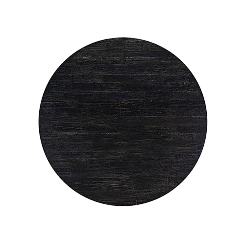 F58-11-TP - Kitchen Table with Acacia Wood Round Tabletop, Sand Blasted Black Finish - color: Sand Blasted Black, size: 54x54 Inch