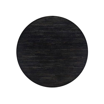 F58-11-TP - Kitchen Table with Acacia Wood Round Tabletop, Sand Blasted Black Finish - color: Sand Blasted Black, size: 54x54 Inch