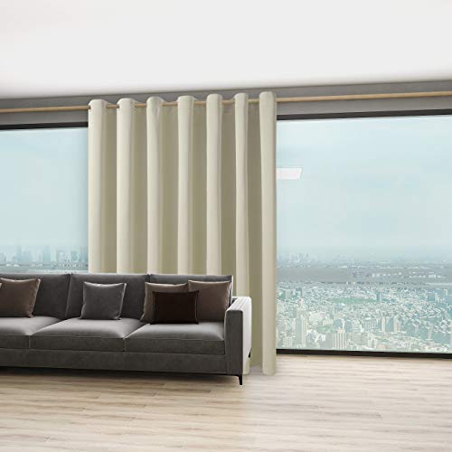 BONZER Room Divider Blackout Curtain Wide Wall Partitions | Room Darkening Total Privacy Wall Noise Reducing Drapes for Bedroom, 84L x 108W Inch (7L x 9W ft), 1 Panel, Cream - color: Cream, size: 108"W x 84"L (Pack of 1)