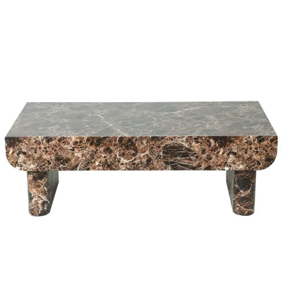 47" Coffee Table with Faux Marble Tabletop with Drawer | Modern Rectangular Center Table for Living Room, Contemporary Tea Table for Apartment,Natural Walnut - color: 47" Coffee Table With Faux Marble Tabletop,walnut