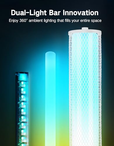 OUTON Bright Smart Floor Lamp with Remote, App & Touch Control, RGB Color Changing Standing Lamp, 2200K-6500K Dimmable, 3 Adjustable Heights, 32 Scenes for Living Room Bedroom Office,White & Metal - color: White & Metal Shade