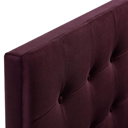 Modway Emily Twin Size Performance Velvet Headboard in Mulberry - Stain-Resistant Velvet Upholstery with Button Tufting and 7 Adjustable Height Positions - color: Mulberry, size: Twin