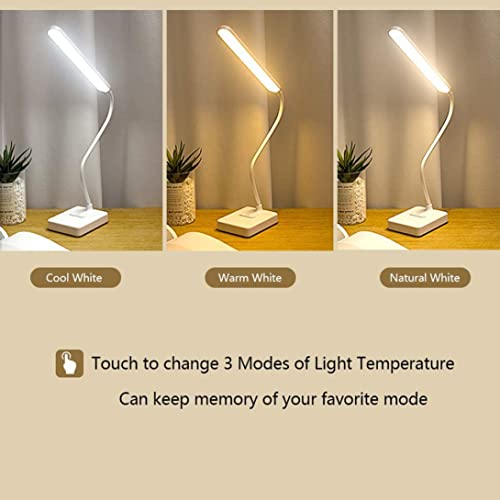 Cordless LED Desk Lamp Rechargeable 2000mAh Battery 3 Colors 6 Brightness Dimmable Foldable Eye-Caring Table Lamp White