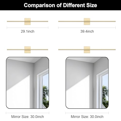 Battery Operated Wall Sconce, 3000K-6000K Dimmable Gold Wall Lights with Remote Control, Timable LED Wireless Wall Sconces, 350° Ratate for Bathroom, Living Room, Hallway 29.1 Inch 1 Pack - color: Gold, size: 29.1in(1 Pack)