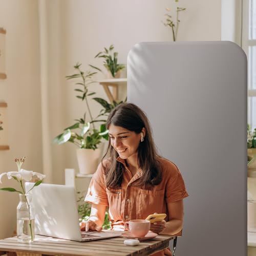 DECOLAB Standing Wall Room Dividers, Portable Partition, 29"x65", Sterling | Room Separation. For Studio, Home Office, Bedroom, Classroom, Healthcare. Scratch Resistance. No Drill. - color: Sterling