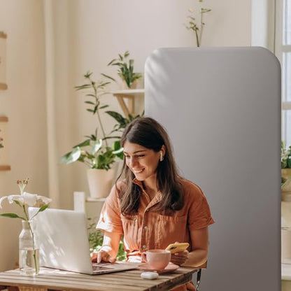 DECOLAB Standing Wall Room Dividers, Portable Partition, 29"x65", Sterling | Room Separation. For Studio, Home Office, Bedroom, Classroom, Healthcare. Scratch Resistance. No Drill. - color: Sterling