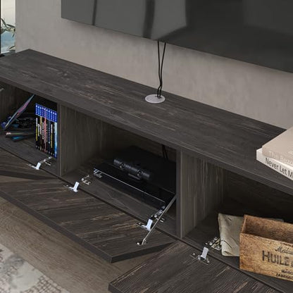 Atelier Mobili Black Floating TV Stand, TV Stand 65 Inch, Floating Entertainment Center for 80 inch TV, Black TV Cabinet, Floating TV Shelf Under TV, Media Console - color: Black