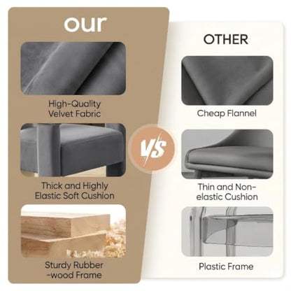 Velvet Modern Barrel Dining Chairs, Upholstered Accent Chair with Back, Vanity Chair Comfy Armchair for Kitchen/Dining Room/Living Room, Grey - color: Grey, size: Set of 6