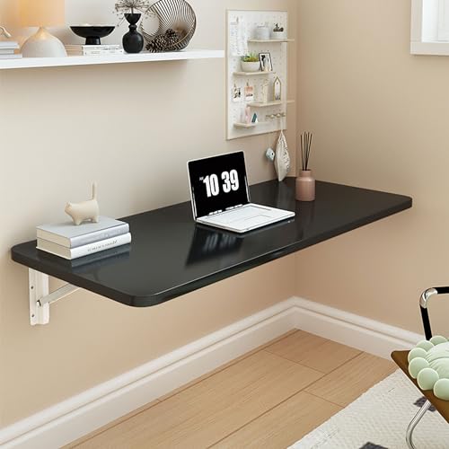 Wall Folding Table for Laundry Room,Floating Desk for Wall Small Spaces,Fold Down Table for Home Office Computer Workstation,Study Work Bench, Kitchen Dining (Black 35.4×19.7inch - color: Black+b, size: 35.4 × 19.7 inches