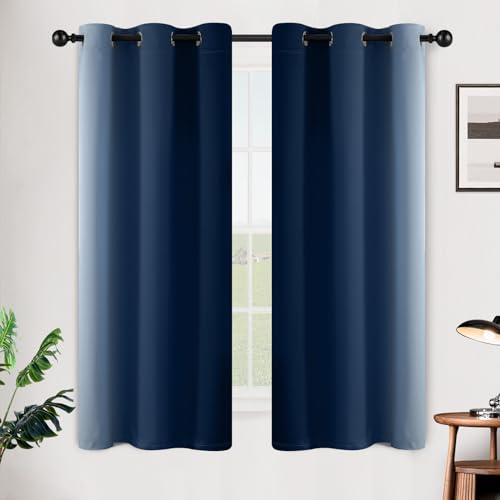SimpleHome Ombre Blue to Grey White Curtains for Living Room 42Wx63L | Room Darkening Curtains for Bedroom,Gradient Light Blocking Curtain,Thermal Insulated Grommet Window Drapes,2 Panels,63 Inch - color: Blue, size: 42"W x 63"L (Pack of 2)