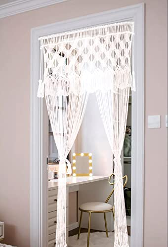 kiido Macrame Curtain for Doorway Window Large Boho Wall Hanging Handmade Bohemian Decor Wedding Backdrop Arch Room Divider for Bedroom Living Room Apartment, 30''W x 78''L