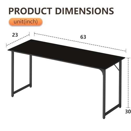 BestOffice Computer Desk,Home Office Desk, Modern Simple Style for Home Office Study Writing (Black, 63 Inch) - color: Black, size: 63 Inch