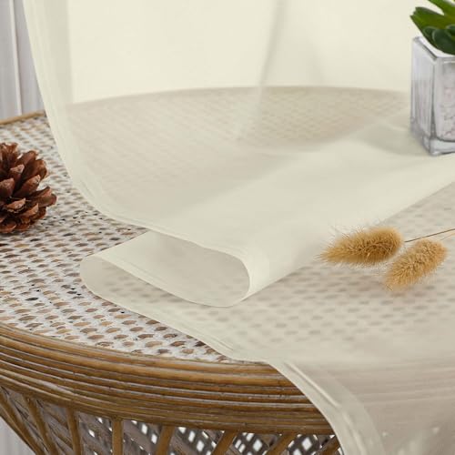 Sheer Cream Curtains, Sheer Curtains 63 inch Length 2 Panels Set, Rod Pocket Voile Fimly Sheer Drapes for Living Room Bedroom, 2pcs, Cream, Each 59" W x 63" L - color: Cream, size: 59"W x 63"L (Pack of 2)