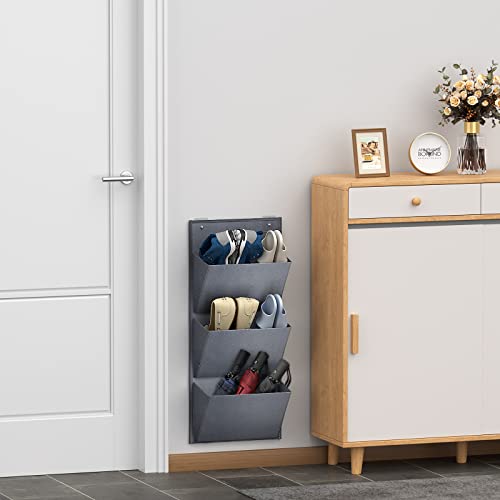 Wall Mounted Hanging Organizer 2Pack,Shoes Rack/Can Store 6Pairs of Plus-Size Sneakers,Also Stores Boots.with Sticky Hanging Mounts, Shoes Holder,Door Shoe Hangers (SM08-Gray-2) - color: SM08-Gray-2