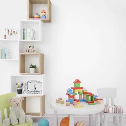 Wall Mount Shelf Set of 4, Floating Cube Shelves for Space Discovery Home and Commercial Use, Large Size Shelves Set, Oak - color: Oak, size: Set4