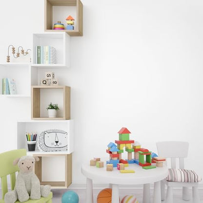 Wall Mount Shelf Set of 4, Floating Cube Shelves for Space Discovery Home and Commercial Use, Large Size Shelves Set, Oak - color: Oak, size: Set4