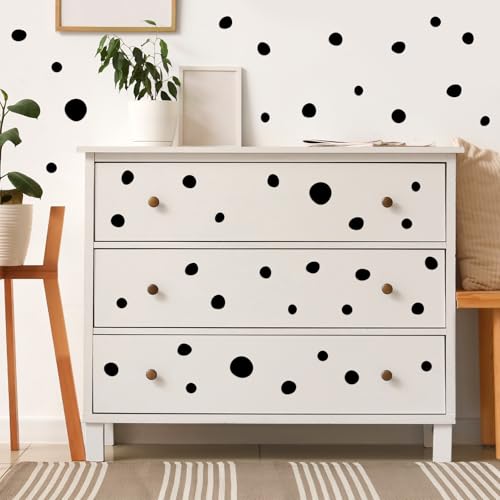 TaoBary 15 Sheet 300 Pcs Irregular Polka Dot Boho Wall Decals,Black | Removable Modern Vinyl Boho Wall Stickers Terrazzo Pattern for Playroom Bedroom - color: Black