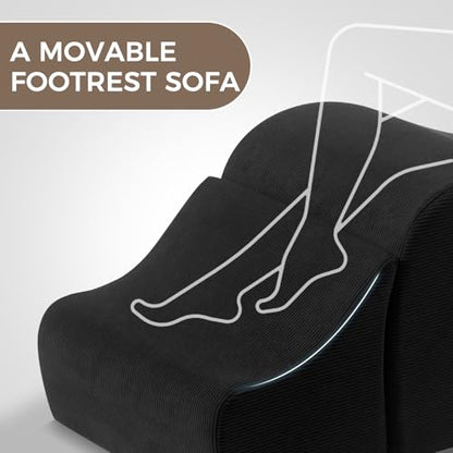 Yoga Chair Lounge for Adult, Ergonomic Chaise Lounge Chair with Side Pocket, Headrest, Waist Pad, Ottoman，Perfect for Stretching, Massage, and Relaxation, Used in Living Room, Bedroom（Black） - color: Black