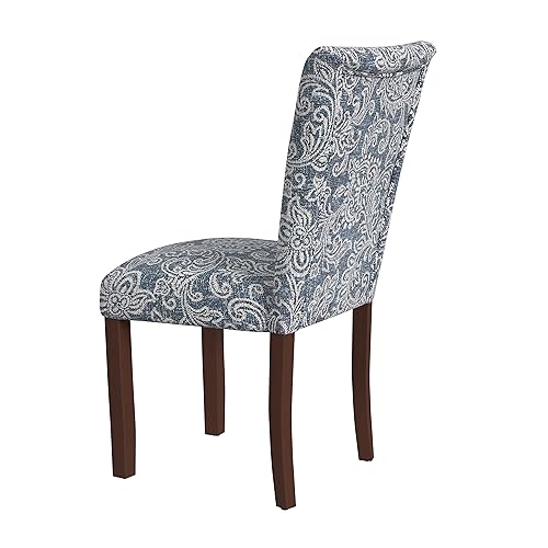 HomePop Classic Parsons Dining Chair -Denim Jacobean Print (Set of 2) - color: Denim Jacobean Print, style: Pack of 2